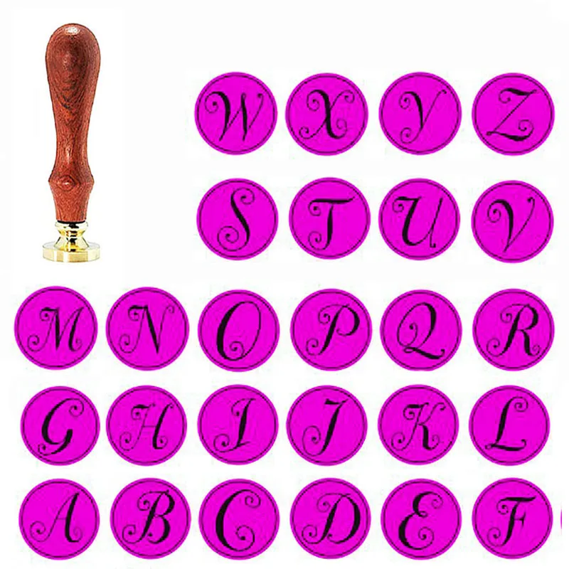 

Штамп для печати, классический шрифт, буква A-Z, винтажный ретро-стиль, латунная головка, деревянная ручка, начальное уплотнение, сургучная пе...