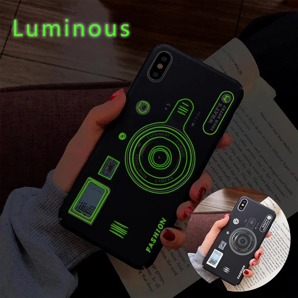 KISSCASE камера шаблон чехол для iphone XS MAX 7 X XR Роскошные жесткие ПК светящиеся чехлы