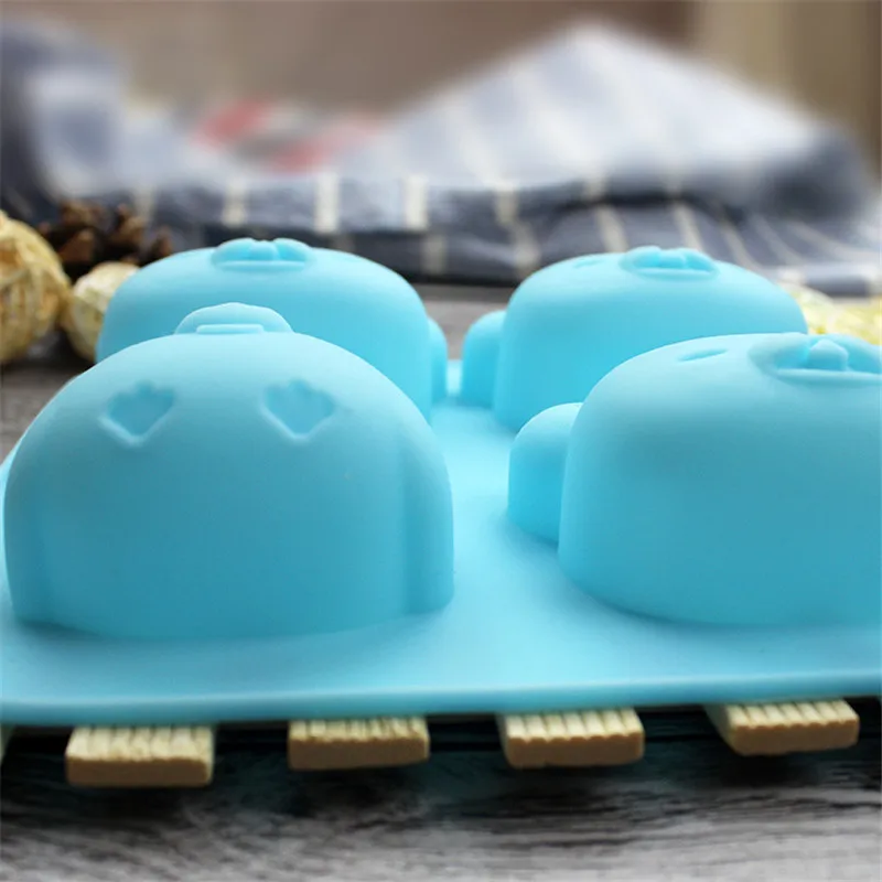 3 шт./компл. Cartton Bear Blue 4 отверстия силиконовая форма для торта 3D Ручная работа Cupcake