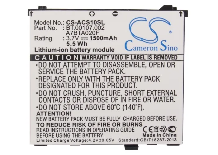 Высококачественный аккумулятор Cameron Sino A7BTA020F BT.00107.002 US55143A9H 1S1P для Acer Liquid A1 E Plus E400