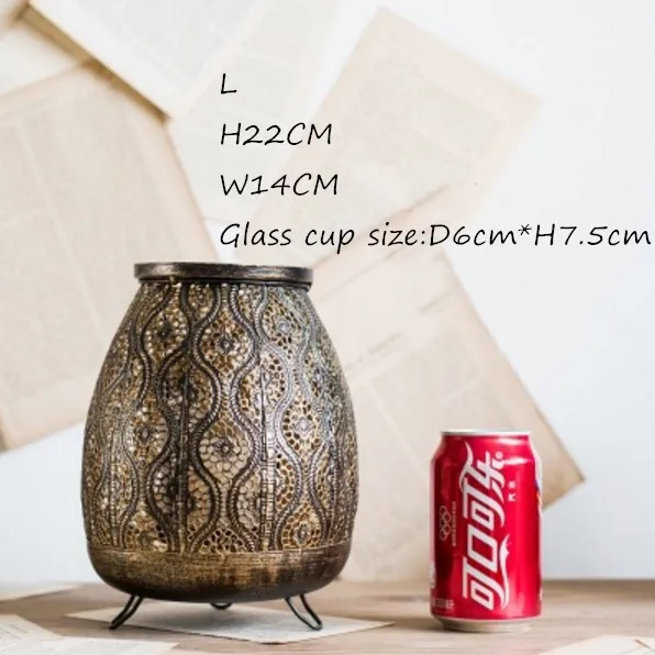 Large Винтажные черные золотые подсвечники I маленький подсвечник Tealight Подсвечник подсвечники домашний декор Рон полые резные WZF147 - Цвет: Large