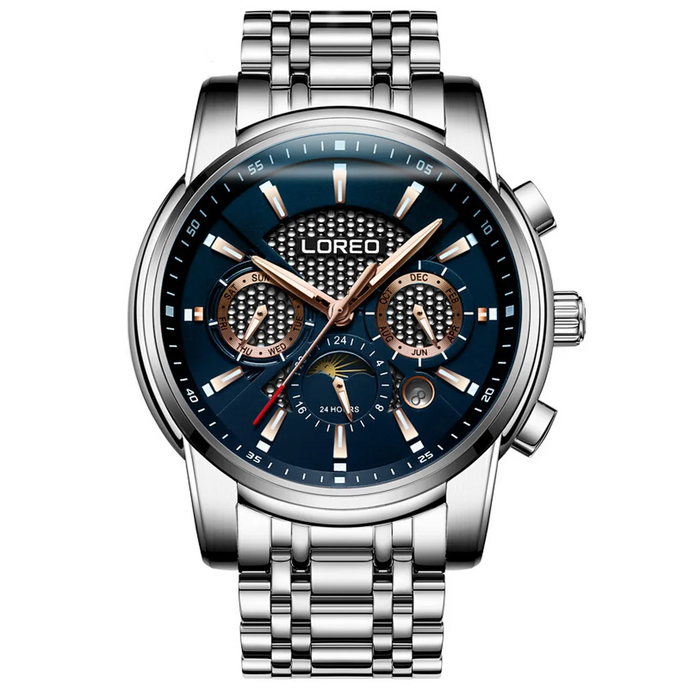 Мужские спортивные многофункциональные часы LOREO деловые автоматические