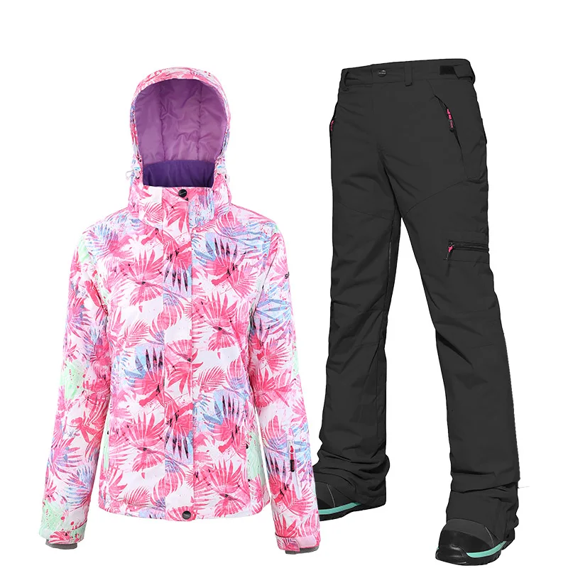 Jacket and black SEARIPE лыжный костюм женский зимний ветрозащитный водонепроницаемый горный лыжный костюм и брюки зимние комплекты лыжные и сноубордические костюмы - Цвет: Jacket and black