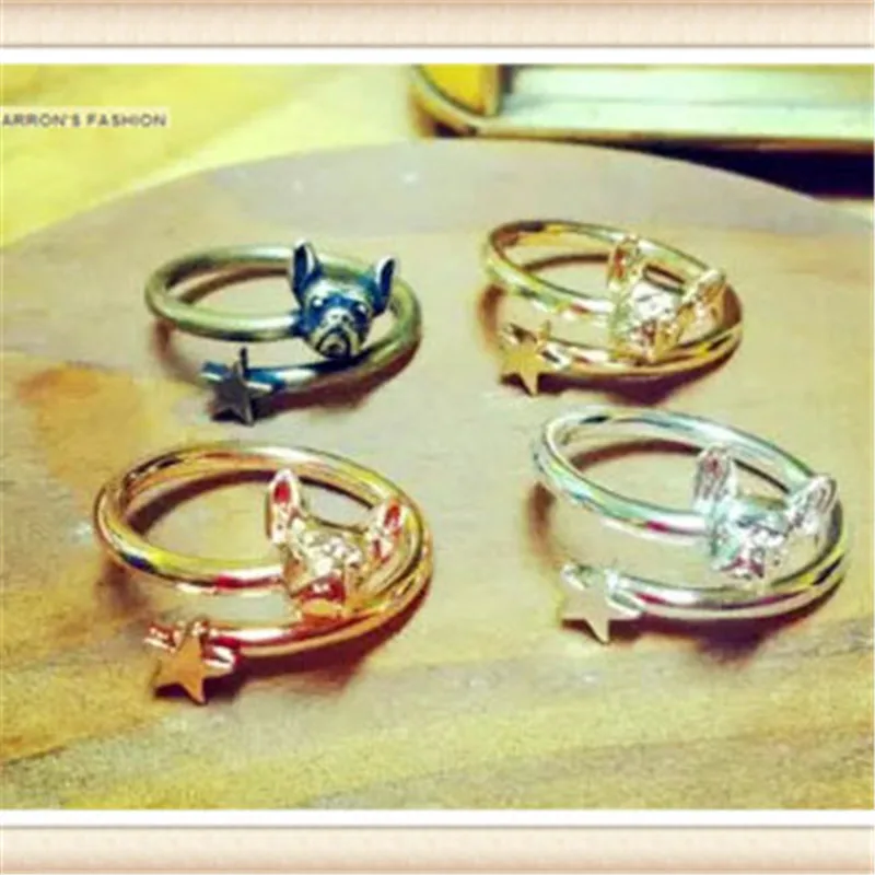 Новейшая модель Мода очаровательны ретро кольцо с французским бульдогом милыми