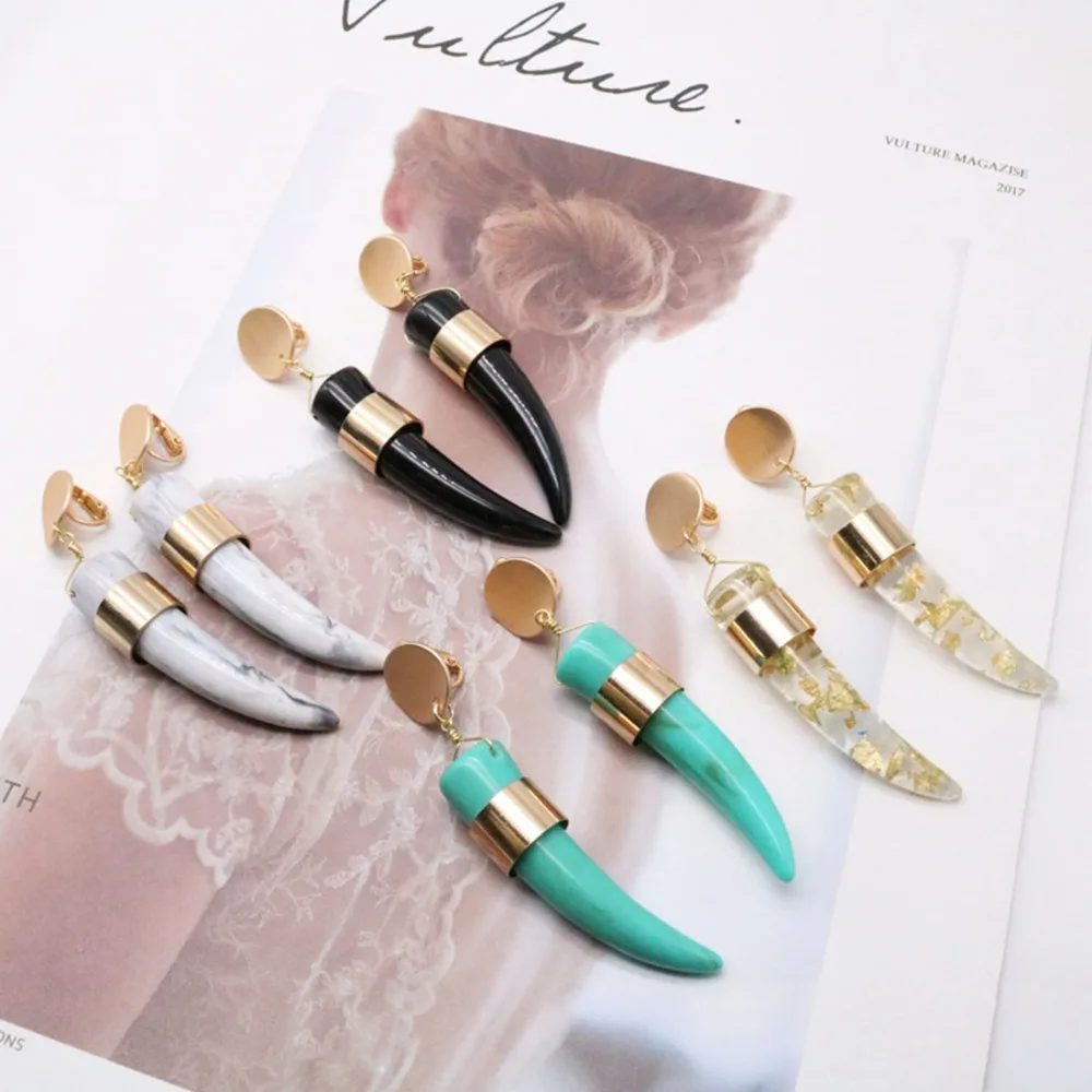 

Horn Black Green Gold Gray Resin Elegant Fashion Earring For Women