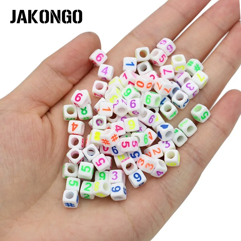 150pcs Square White Acrylic Heart Spacer Beads Numbers Loose for Jewelry Making Bracelet Accessories Handmade DIY 6mm | Украшения и