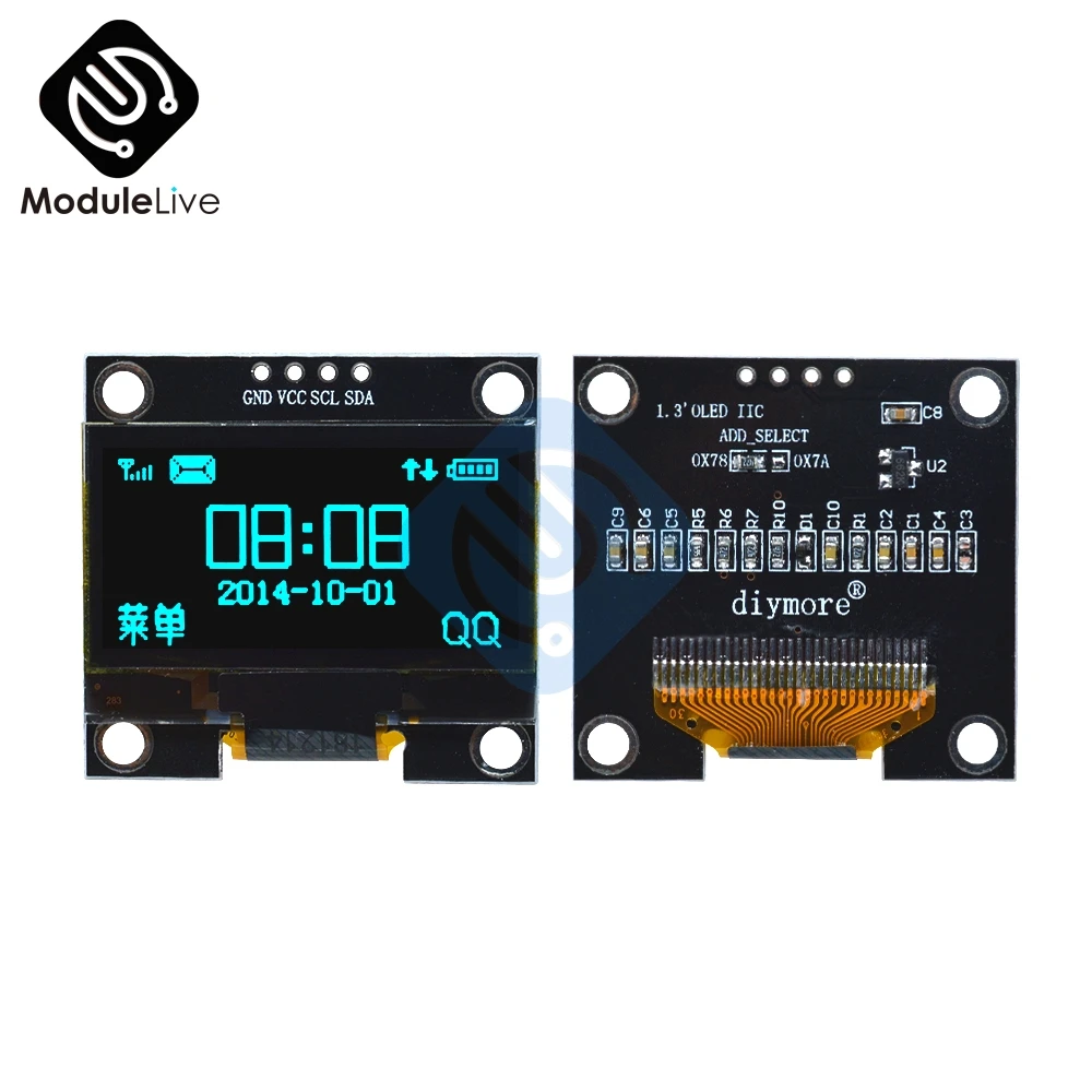 4PIN 1 3 &quot1 дюймов IIC I2C серийный 128x64 SSH1106 OLED ЖК-дисплей синий экран модуль для Arduino |