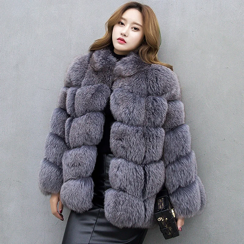 2018 Hot sale warm winter Overcoat fashion fox fur coat large size women's faux women|Куртки из искусственного меха| |