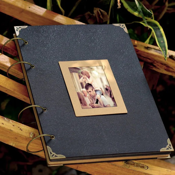 Крутой черный чехол большой 36*26 см фотоальбом ручной работы сделай сам лом черная