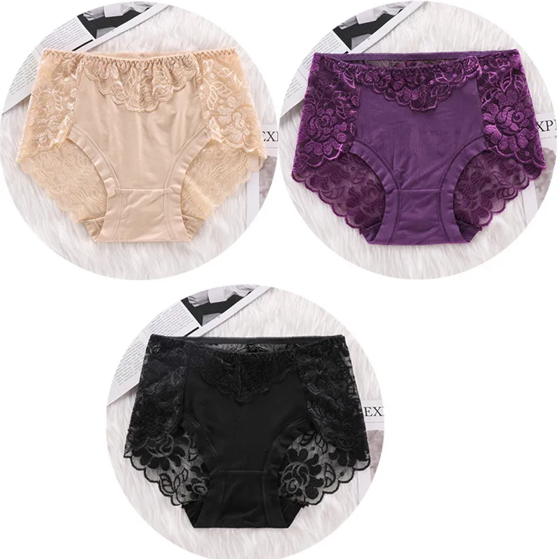 black beige purple 3 шт./лот, сексуальное кружевное нижнее белье с бантом на спине, модальное женское нижнее белье, дышащие Трусы-стринги, прозрачные трусики HP11 - Цвет: black beige purple