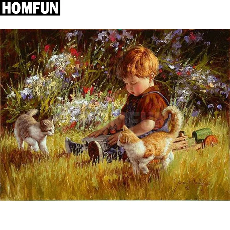 Алмазная 5D картина HOMFUN A00202 сделай сам полноразмерная/круглая вышивка маслом кот