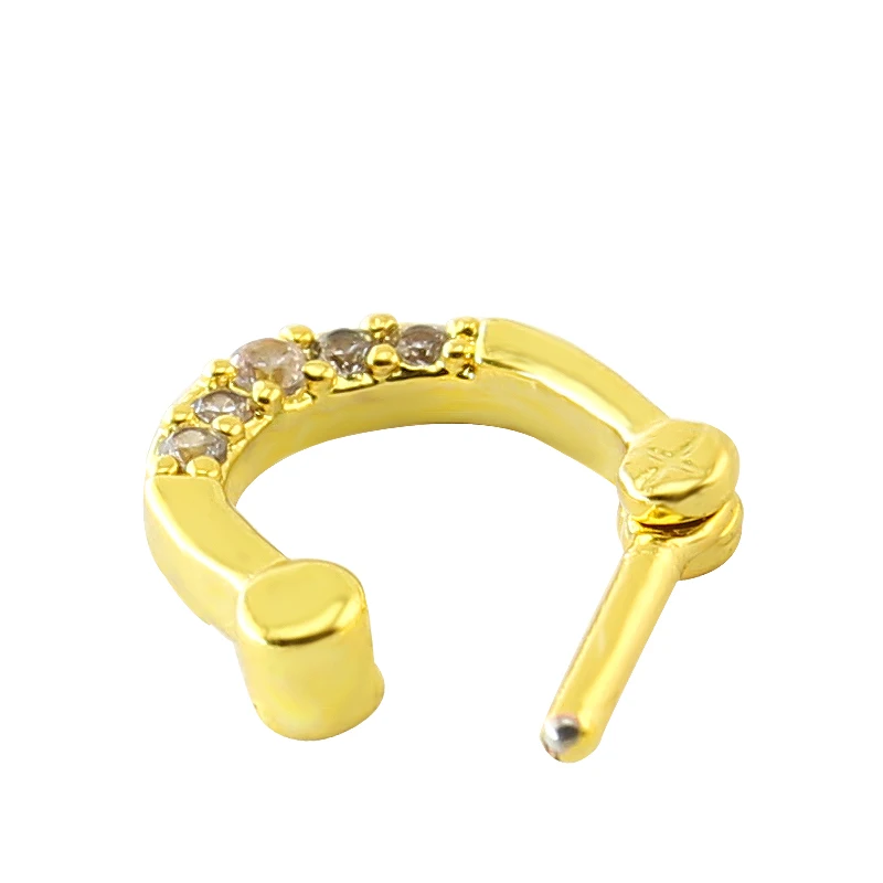 316L Surgical Stainless Steel Pave Zircon Nose Hoop Ring Nipple Septum Clicker Ear Piercing CZ Gems Jewelry | Украшения и