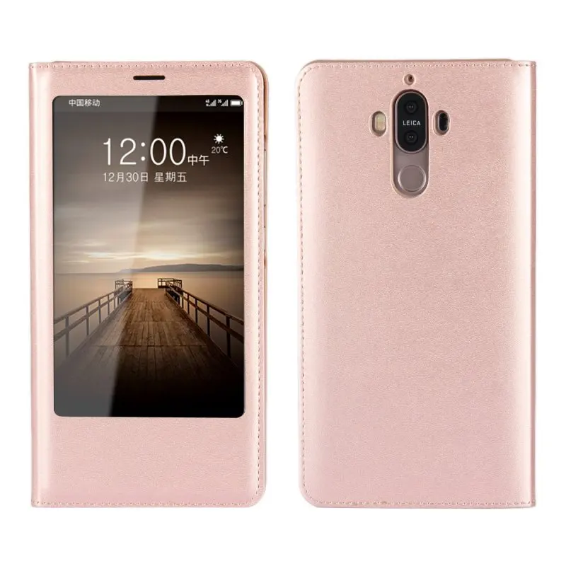 Чехол для huawei mate 9 Coque окошком экрана телефона из искусственной кожи с откидной