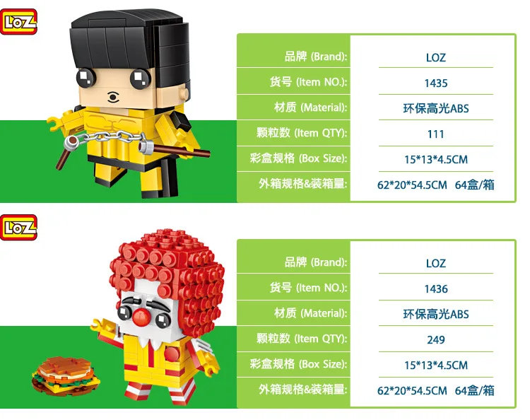 LOZ Mini Blocs Брюс Ли фигурку Chine Kung Fu супер звезда Briques Assemblee Batiment Jouets pour Enfants Garcon|loz