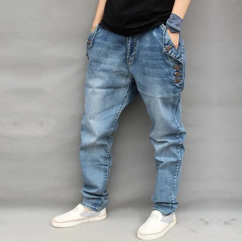 Light Blue Джинсы с флисовой подкладкой для мужчин, свободный крой, зима размера плюс 7XL, Стрейчевые джинсовые брюки, толстые теплые штаны-шаровары, повседневные потертые брюки для байкеров - Цвет: Light Blue