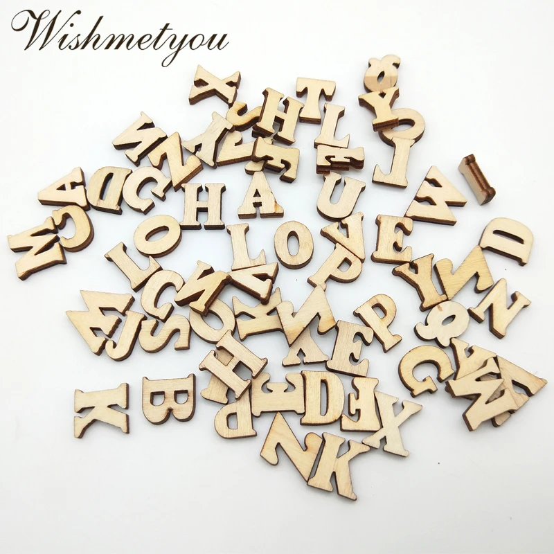 WISHMETYOU 100 шт 26 букв необработанные деревянные диски для рукоделия алфавита | Поделки из дерева -32963933526