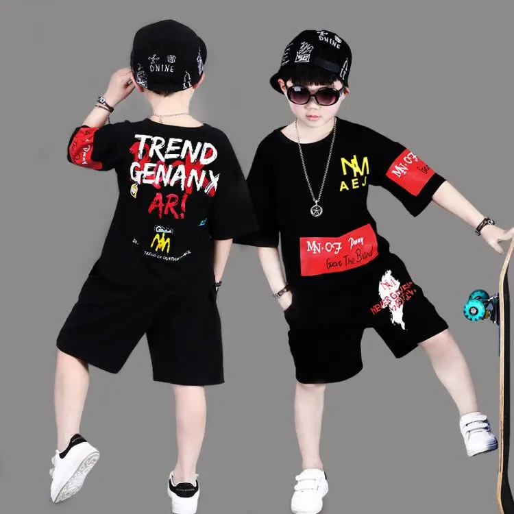Summer New Children's Clothing Hip-hop Boy Short Sleeve Suit Performance Trends 2020 | Тематическая одежда и униформа