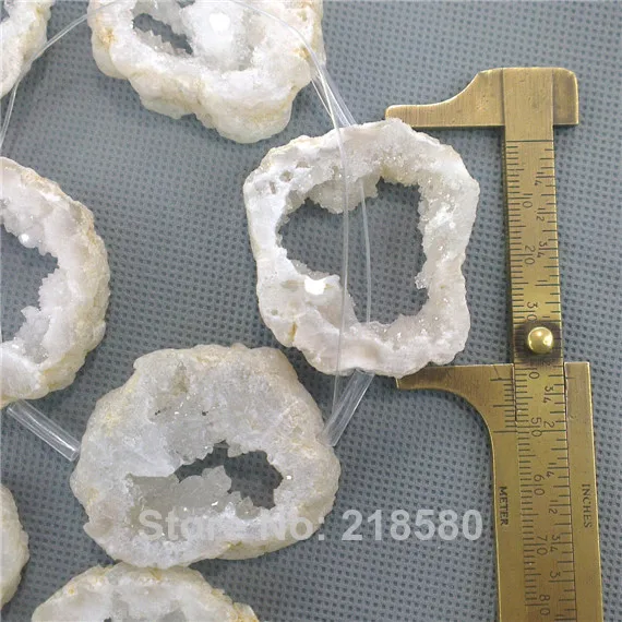 

H-ASB02 Full Strand Free Form Beige White Agat Slice Druzy Geode Beads