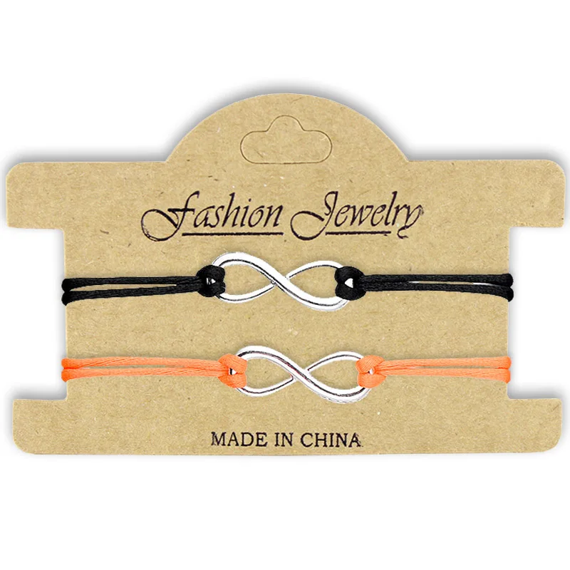 Black orange Sweble новая одежда для маленькой девочки 2 шт./компл. Вместе навсегда любовь, бесконечность, браслет для любителей Красная Нить пара Браслеты, ювелирное изделие, подарок регулируемый - Окраска металла: Black orange