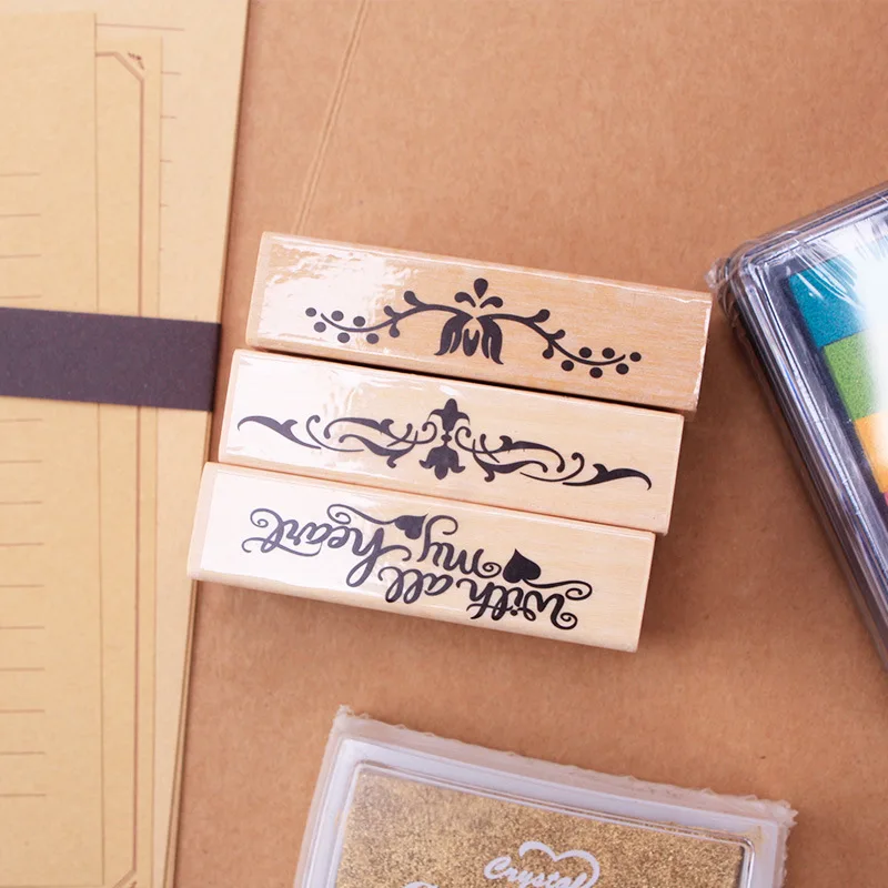 Романтические длинные штампы Diy Деревянные и резиновые штампы для скрапбукинга винтажные канцелярские штампы набор