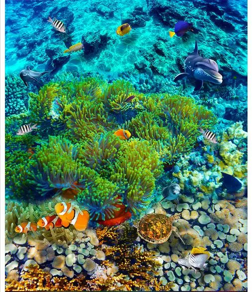 Фотообои на заказ водонепроницаемые напольные обои для подводного мира