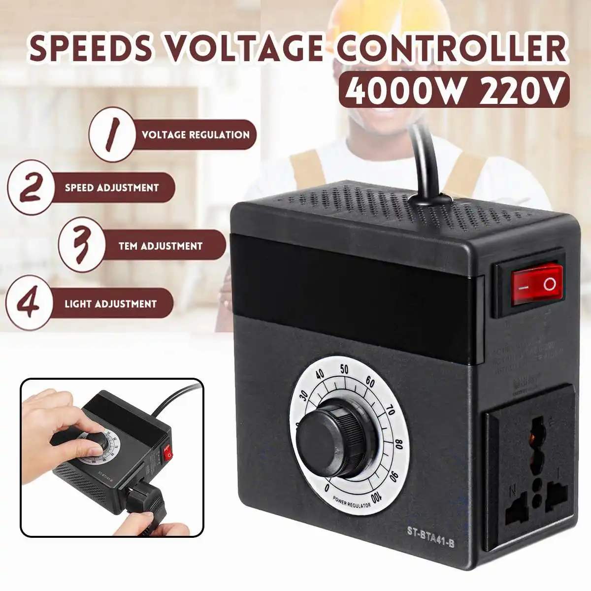 Новое поступление 220V 4000W EU Plug Электронный Напряжение регулятор Температура мотор Скорость вентилятора контроллер Диммер электрические инструменты