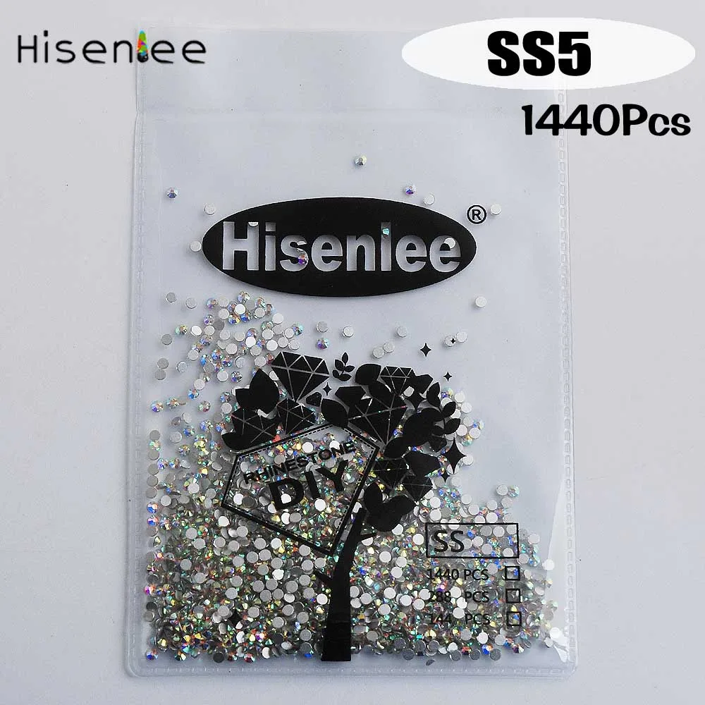 ss5 1440pcs Hisenlee, SS3-SS40, смешанные Стразы с плоской задней поверхностью для дизайна ногтей, стразы для рукоделия, аксессуары для украшения ногтей - Цвет: ss5 1440pcs