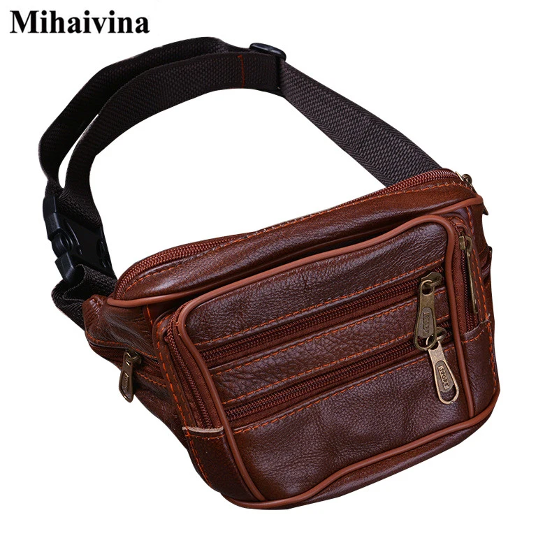 Mihaivina модная кожаная поясная сумка Мужская многофункциональная дорожная