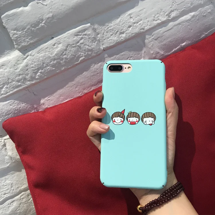 Милый Мультфильм Три куклы голова синий чехол для iPhone X XR XS Max 6 S 7 8 Plus Жесткий ПК