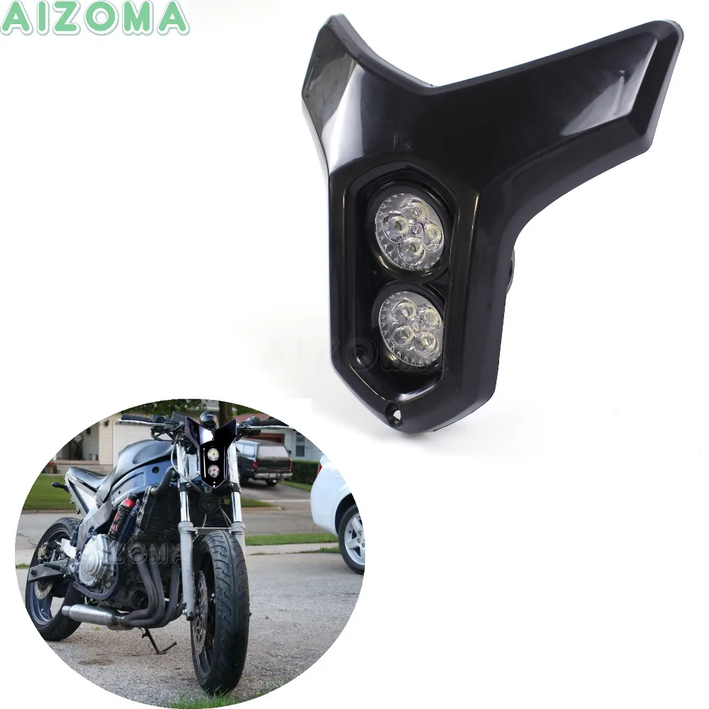 Мотоцикл уличный Байк двойной 12 в MR16 4 Вт* 2 светодиодный фара для Kawasaki Suzuki Yamaha Ducati ATV голый велосипед универсальный