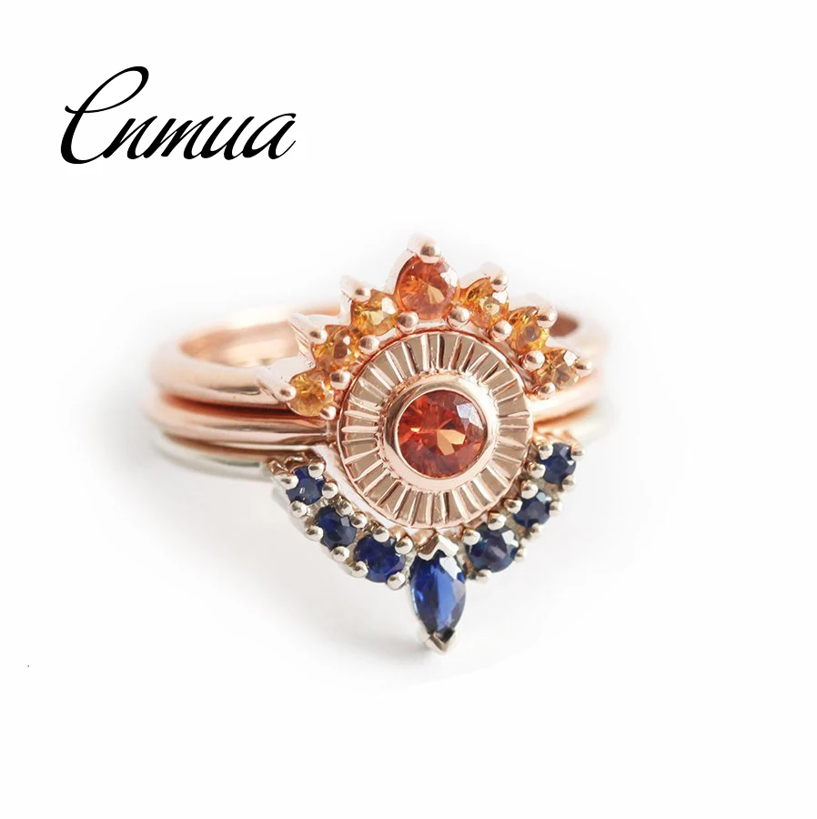 Лучшие продажи розовое золото солнце свадебное кольцо костюм из трех предметов