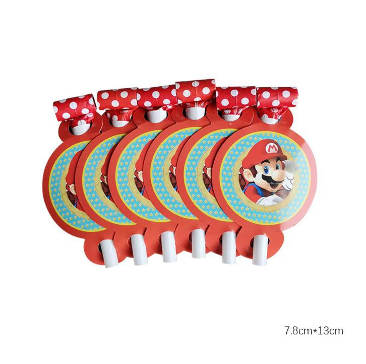 6 шт. Kawaii Super Mario Blowouts Baby Shower Марио хлопушка для детей на день рождения украшения
