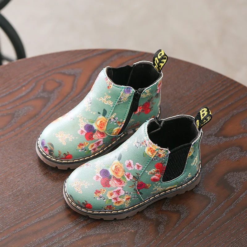 COZULMA Boys Girls Printed Martin Boots Baby Kids Winter Children Anti-skid Shoes Flowers Zipper Ankle | Детская одежда и обувь