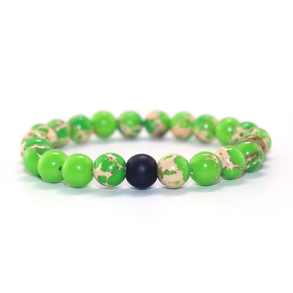 Простой Зеленый Императорский браслет в стиле ретро матовый комбинированный из