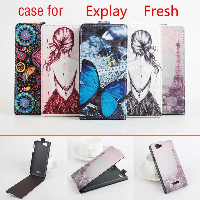Модный флип кожаный чехол для Explay Fresh Девушки Бабочка узор вертикальная Сумочка