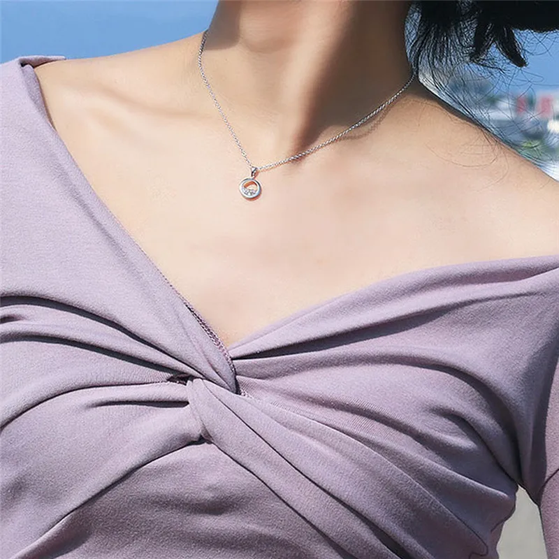Simple Water Shaped Choker Necklace Elegant Silver Plated Fashion Circle Round Pendant Chain Jewelry Gift | Украшения и