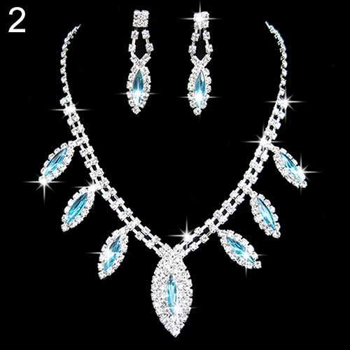 Женское Ожерелье Стразы с подвеской в виде капли воды серьги свадебный комплект
