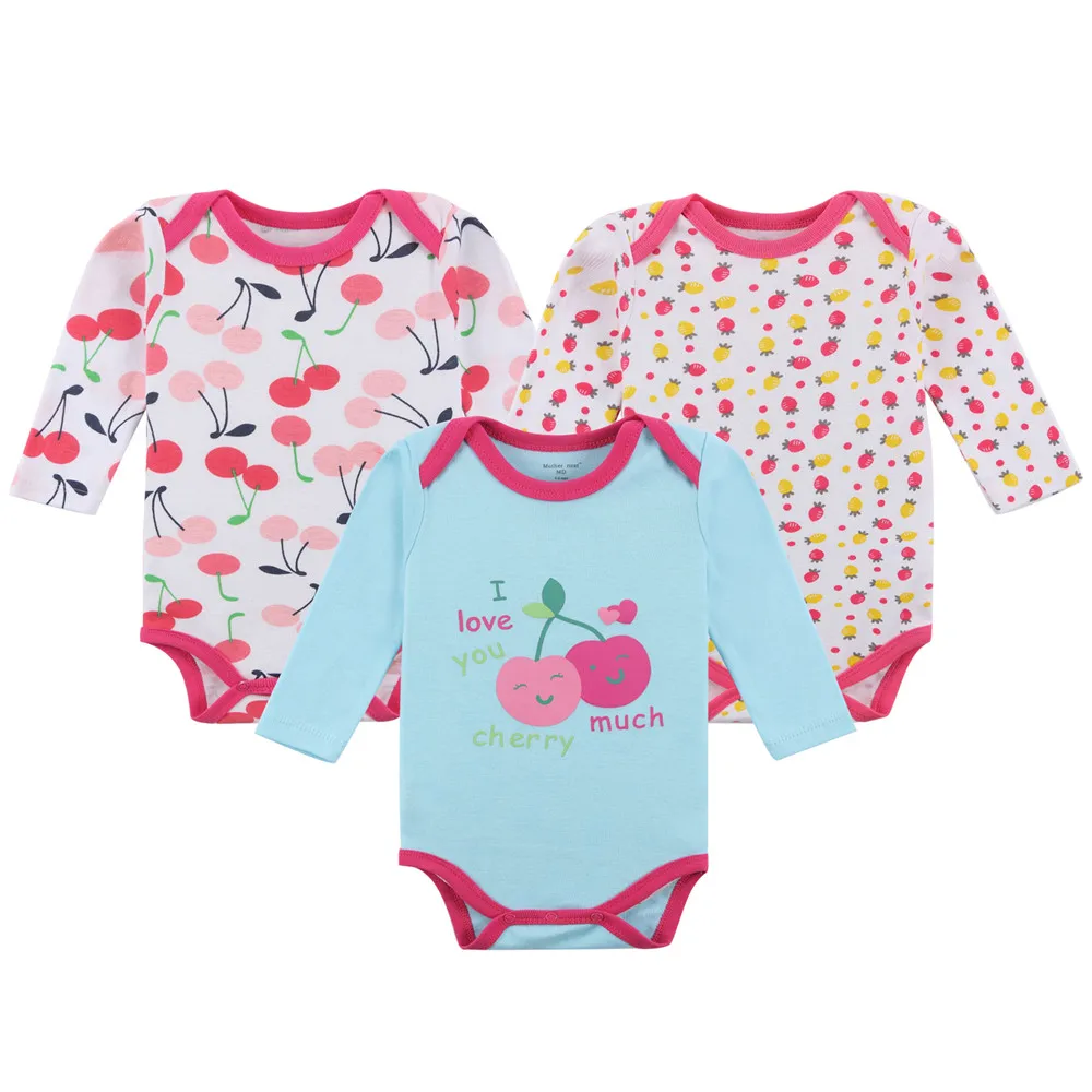 3 шт./партия Осеннее боди для новорожденных из 100% хлопка с длинными рукавами