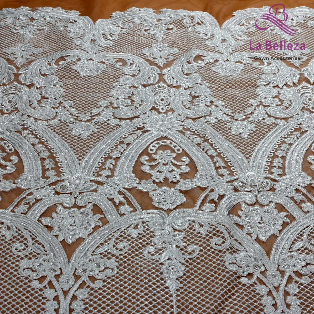 La Belleza 1 ярд слоновой кости/черный тяжелый Высокое качество шнур свадебное платье кружевной ткани 51 ''ширина