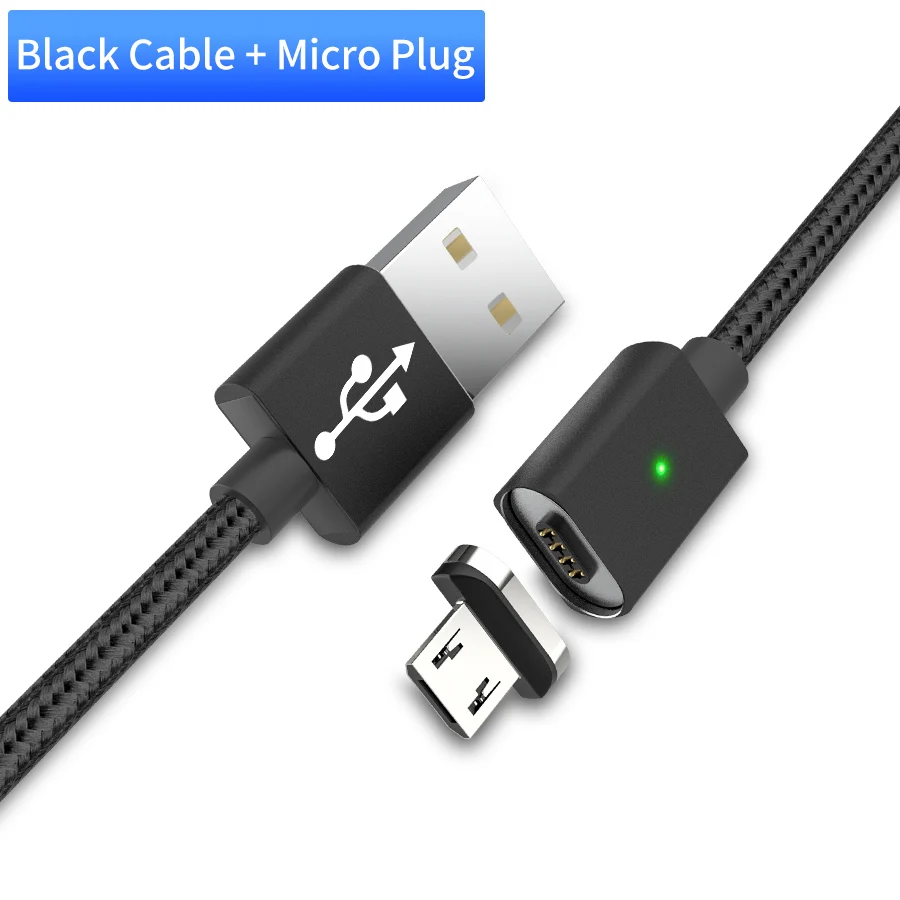 MANTIS Micro USB Магнитный кабель usb type C кабель для зарядки мобильных телефонов type-C USB-C кабель для iPhone huawei samsung Xiaomi 3A - Цвет: Black Micro USB