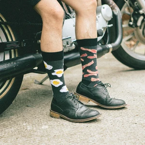 Европейские размеры 42-46, Harajuku, хип-хоп, для мужчин, носки забавная новинка, жареное яйцо, бекон, Повседневное платье, носки