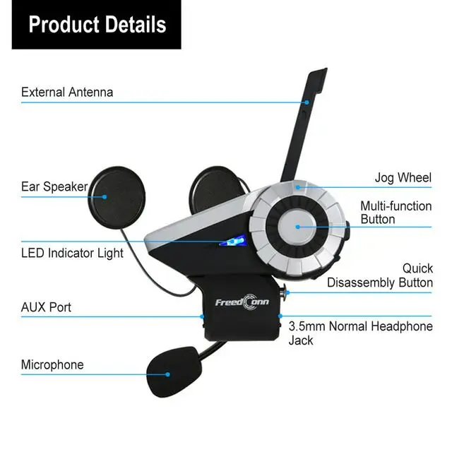 Гарнитура для шлема Freedconn T Rex + L3 1500 м 8 каналов дуплекс Bluetooth FM радио MP3 GPS|helmet intercom