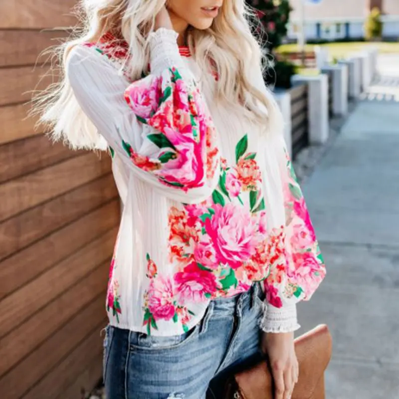 Осень 2019 повседневные Большие размеры Boho дорожные Женские топы и блузки летние