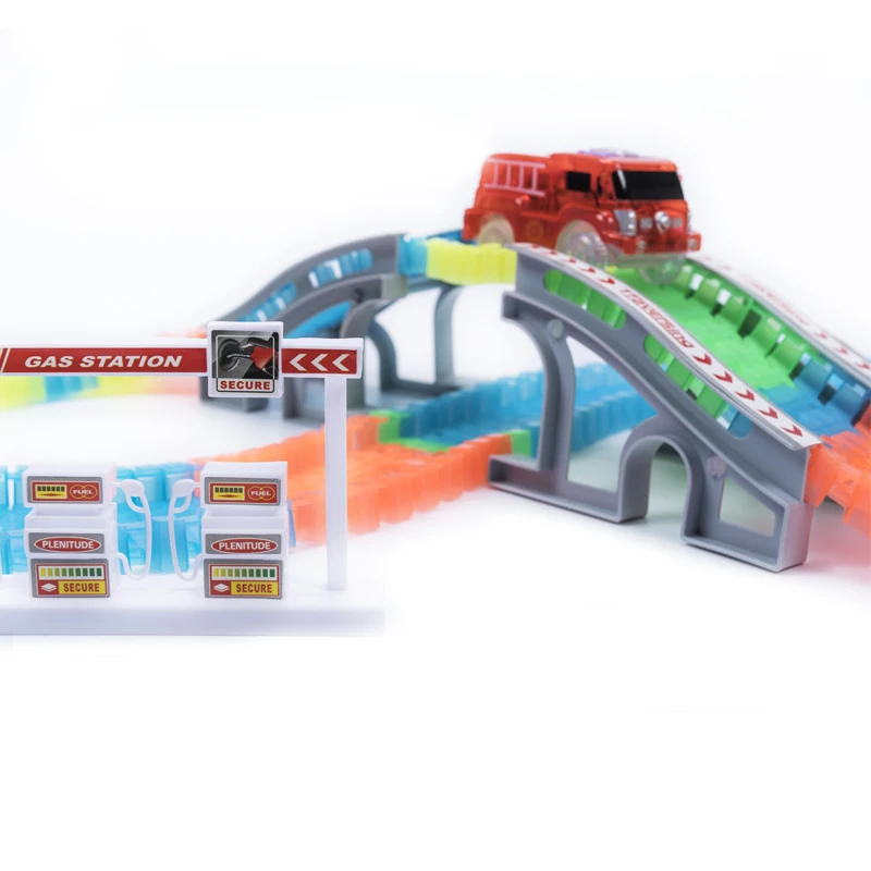 Glow race track Flexible Assembly Track Arch Bridge Accessories Colorful bright Flash in the Dark Electric with Led Car |
