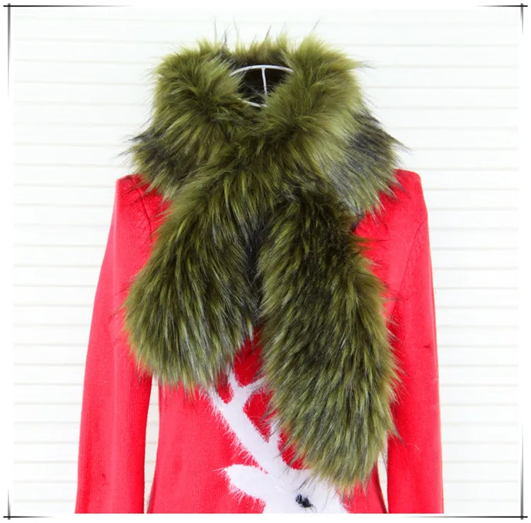 navy green raccoon Новое поступление Искусственный шарф из меха кролика рекс теплый роскошный искусственный Лисий мех крест над шарфом длинный пушистый искусственный меховой воротник под заказ сделай сам - Цвет: navy green raccoon