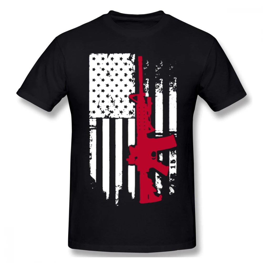 Gun Free Right USA American AR 15 Flag T-shirt For Men Plus Size 5XL Couple Shirt | Мужская одежда