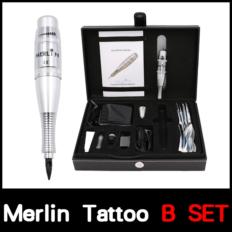 

1 Set Original USA biotouch Merlin Tattoo machine Kits Permanent Makeup Cosmetic Kit With Foot Pedal Tattoo Gun Needles GOOCHIE