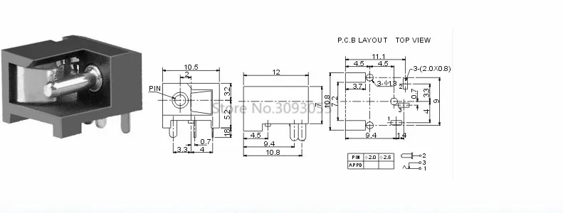 10 шт./лот DC-004 черный и белый DC разъем питания DC005 5 5*2 1 мм 2 розетка круглая игла |