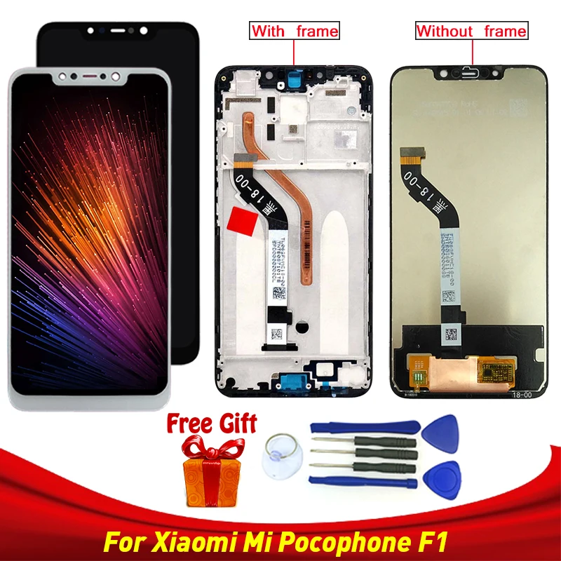 Для Xiaomi Pocophone F1 ЖК дисплей + сенсорный экран с рамкой в сборе 6 18 дюймов мобильные