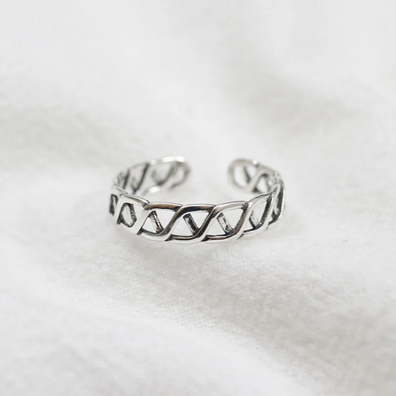 S925 Silver Hollow Net Rings For Women Male Trendy Rock Punk Biker Bands Finger Jewelry | Украшения и аксессуары